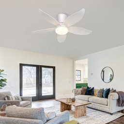 NETTLIFE Plafondventilator met Verlichting - Stil - 5 Bladen - Wit - Dimbaar - 6 Snelheden - Met Afstandsbediening - Voor Slaapkamer & Woonkamer — thumbnail 5