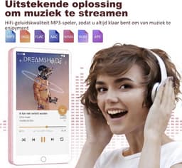 144 GB MP3-speler met wifi bluetooth, 4,02 inch IPS touch-scherm, muziekspeler voor kinderen, Android MP4-speler met Spotify, Audible, Amazon Music, Deezer, Play Store (roze) — thumbnail 2