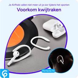Oorhaken Geschikt voor Apple AirPods (1, 2, 3, Pro 1 en Pro 2) | Geschikt voor Sporten zoals Hardlopen, Fietsen, Sportschool | Vallen niet meer uit het Oor | Hooks | Haakjes | Tips | Wit — thumbnail 2