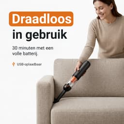 Mondura® PowerClean - Handstofzuiger - Auto Stofzuiger - Kruimeldief Snoerloos 3-in-1 – Mini Kruimelzuiger Voor Hondenharen – Air Duster – 6 Opzetstukken — thumbnail 4