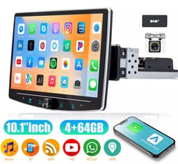 ESSGOO 1DIN Autoradio auto met 10,1 Inch 360° draaibaar scherm - DAB+ autoradio geschikt voor CarPlay en Android auto - Android 15 4 + 64 GB - Bluetooth FM RDS - multimediaspeler - 12LED-achteruitrijcamera - microfoon — thumbnail 1