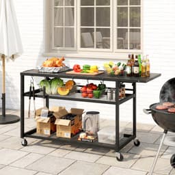 Outsunny Grillwagen - Metaal - 133 x 48,5 x 82 cm - Zwart — thumbnail 4