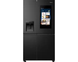 Hisense RS9P628GPFE - Amerikaanse koelkast - Energielabel E - Vaste Wateraansluiting - Water- & ijsdispenser - Metal Tech Cooling - No Frost - Zwart - Multi-Air Flow - Super Cool - Fast Freeze - 38dB (A) - Inverter Compressor - 614 Liter