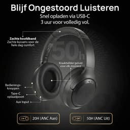 VolkanoX VXH100 - Bluetooth Koptelefoon - Hoofdtelefoon - Over Ear Koptelefoon - Active Noise Cancelling - Oplaadbaar — thumbnail 3