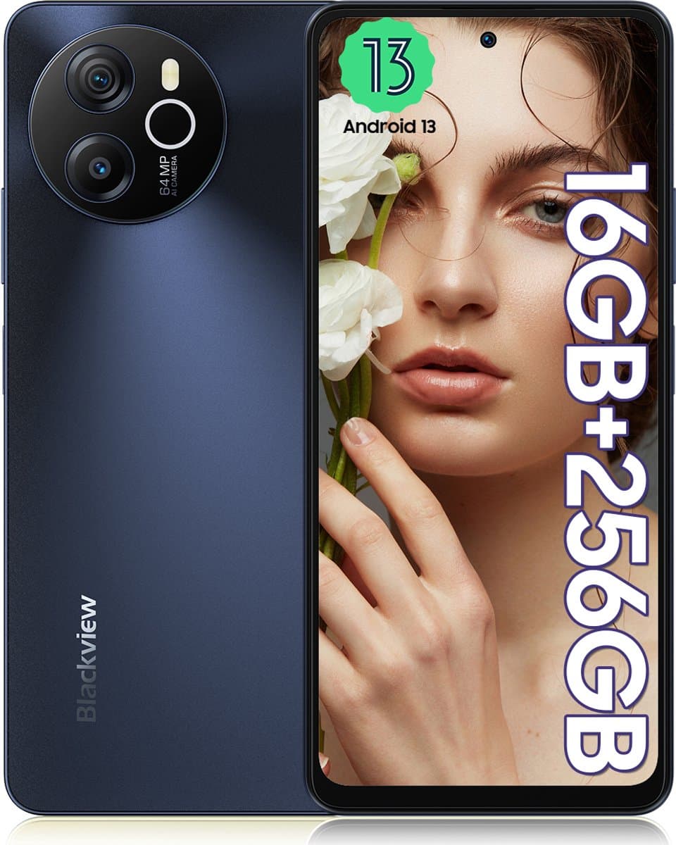 Blackview SHARK 8 Smartphone - 4G DUAL SIM - 16 RAM 256GB ROM - Helio G99 Octa Core - 6.78 inch 120Hz 2.4K - Android 13 - 64MP - NFC -Zwart — afbeelding 1