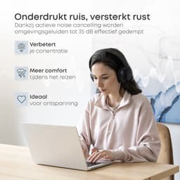 Norva P70 - Draadloze Noise Cancelling Koptelefoon - Bluetooth 5.3 Headphones - Over-ear Hoofdtelefoon - Met Microfoon en Opbergcase - 60u Batterij - Zwart — thumbnail 4