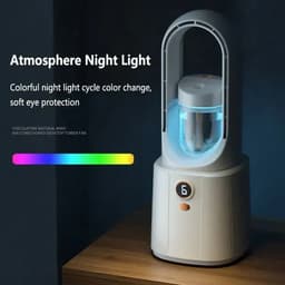 Lucht Verkoeler en Bevochtiger - Tafelventilator - Luchtbevochtiger en Koeler - USB Ventilator - Airco voor Slaapkamer — thumbnail 2