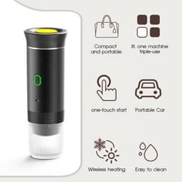 Draadloze, draagbare elektrische koffiemaker met USB-C-poort, zelfverwarmend, oplaadbaar, geschikt voor reizen, kamperen, campers, thuis, kantoor, enz. (wit) — thumbnail 5
