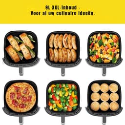 SAVI® Airfryer XXL - Mini-oven - Heteluchtfriteuse - 9L - 9 Programma's - Zwart - 30cm x 32cm x 31cm — thumbnail 2