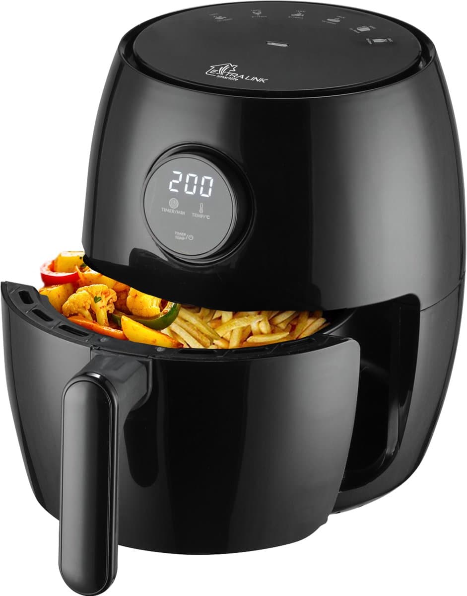 Extralink HOME AIR FRYER 2L EU SJ-200 friteuse Enkel Vrijstaand 1000 W Heteluchtfriteuse Zwart — afbeelding 1