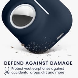 kwmobile oordopjes case geschikt voor Apple Airpods Pro 3 hoesje - Oortjes cover met AirTag houder - In-ear koptelefoon hoes - Silicone in donkerblauw — thumbnail 5