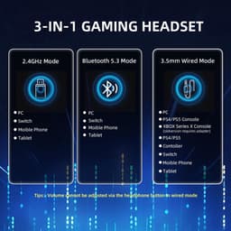 ATTACK SHARK L80Pro - 2.4GHz Draadloze Gaming Headset - Lichtgewicht - Bluetooth koptelefoon - Multiplatform - Geschikt voor PS4/PS5, Nintendo Switch - Zwart — thumbnail 2