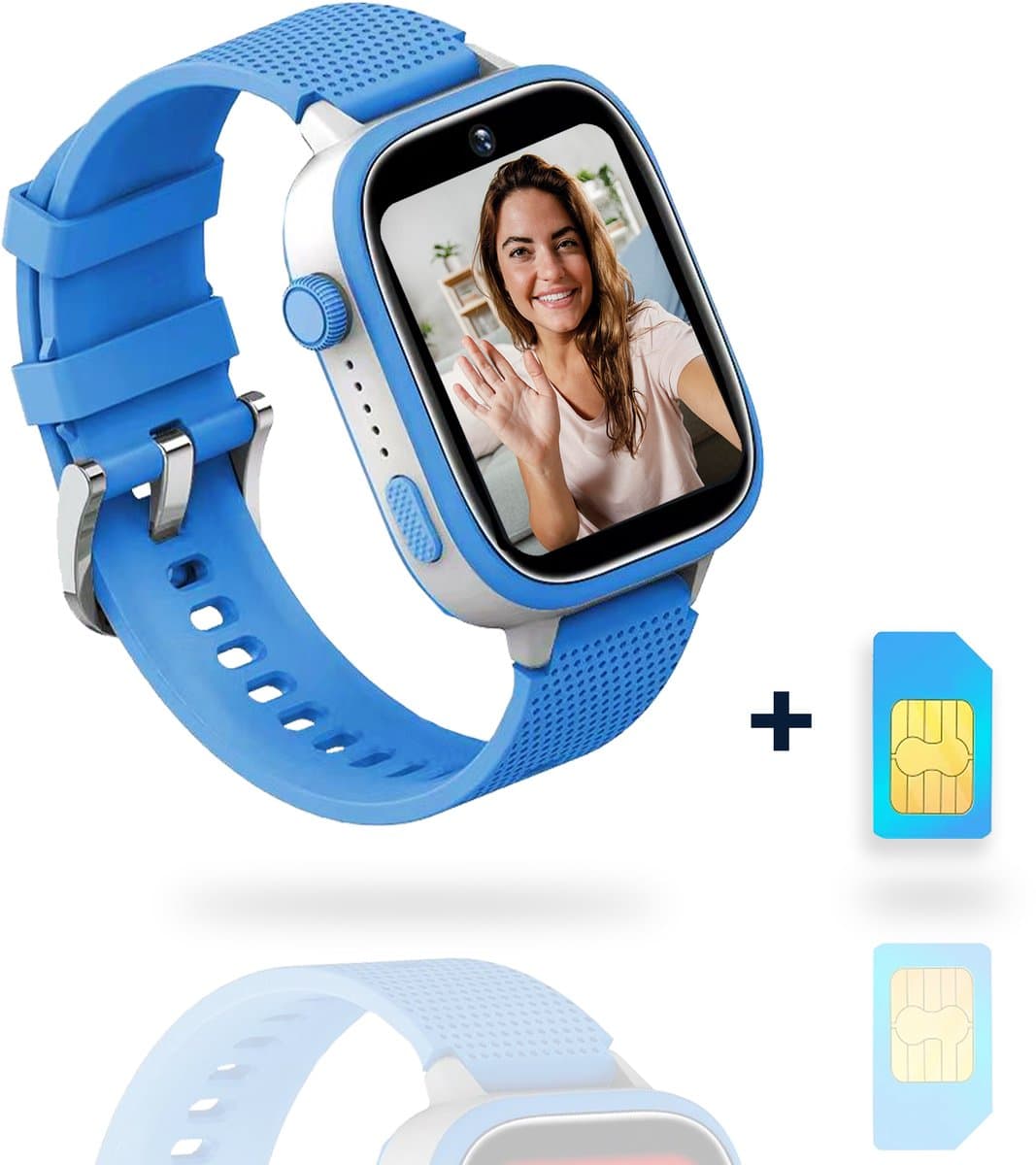 AngelTech Ultra GPS Horloge Kind Met Simkaart 4G – SOS knop – Smartwatch Kinderen – Whatsapp - HD Camera en Videobellen – Smartwatch Kind – GPS Tracker Kind – Smartwatch Kids - Elke polsmaat - Blauw — afbeelding 1