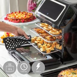 Grote Airfryer 12L - 1800W - RVS - Zwart - Hete Lucht Friteuse met Timer — thumbnail 2