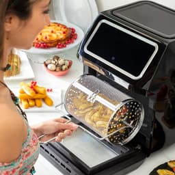 Grote Airfryer 12L - 1800W - RVS - Zwart - Hete Lucht Friteuse met Timer — thumbnail 4