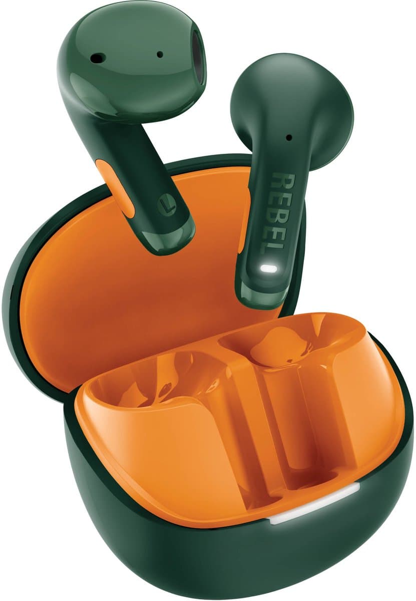 Fresh 'n Rebel Twins Core 2 - Draadloze oordopjes - Bluetooth oortjes met 40 uur speeltijd - Met Microfoon en App - Velvet Green & Flamy Orange — afbeelding 1