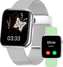 Bizoule Smartwatch Beso - Smartwatch Dames & Heren - Zilver - AMOLED Full HD Scherm - 40mm - Horloge met Belfunctie - Bloeddrukmeter - Stappenteller - Android en iOS — thumbnail 1