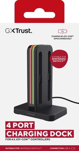 Trust GXT 1256 Laaddock voor Joy-Con 2 - Charging Station - Geschikt voor Nintendo Switch 2 - Oplaadstation voor 4 Joy-Cons - Docking Station - Inclusief USB-A-C Kabel - Zwart — thumbnail 2