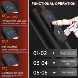 Massagepistool met lange steel voor diepe weefselmassage – 6 koppen en 6 snelheden — thumbnail 3