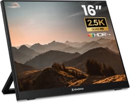 Remodius® Portable Monitor 16 Inch 2.5K – Ultralicht en Superdun Draagbaar Extra Scherm voor Laptop met Ingebouwde Kick-Stand – USB-C & HDMI – Plug & Play — thumbnail 1