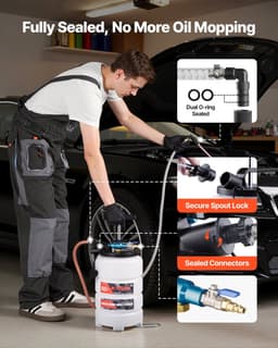 Olieafzuigpomp - Olieverversingspomp/Transferpomp - Capaciteit 9,5 L - Pneumatisch & Handmatig - Met Slang + 3 Verlengbuizen - PE-tank - Voor Auto, Boot & Grasmaaier — thumbnail 4