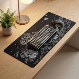 XXL Bureau Muismat - Zwarte Golven Design - Antislip - Geschikt voor Gaming en Werk - 80x30cm — thumbnail 5