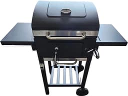 DoneMore® - Houtskool BBQ grill met deksel - barbecue wagen met thermometer en ventilatie - zwart - 100x36x97 cm — thumbnail 3