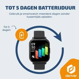 Denver Smartwatch - Android iOS - Notificaties - Sporthorloge - Hartslagmeter - Saturatiemeter - Slaapmonitor - SWC176B - Zwart — thumbnail 5