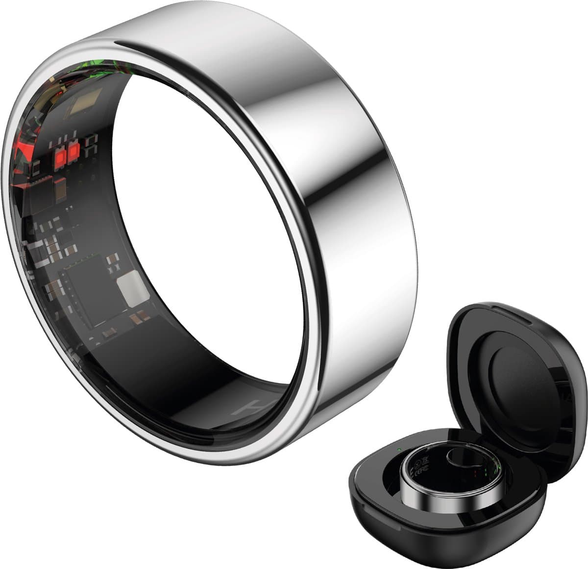 HAALE II Smart Ring met Oplaadcase - Silver - Size 12 — afbeelding 1