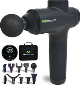 Massatico Massage Gun Premium – Professioneel Massage Apparaat – Massageapparaat Massagegun – Massage Pistool – 10 Opzetstukken – 30 Snelheden – Met Luxe Koffer – Zwart — thumbnail 1