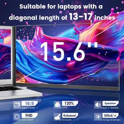 15,6-inch Draagbare Externe Laptop Monitor 1080p FHD IPS Scherm - 120% sRGB - HDMI, USB-A & Type-C Aansluiting - Plug & Play voor Windows, Mac & Android — thumbnail 3