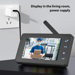 Premium - Draadloze videodeurbelcamera met monitor 4,3 IPS-scherm - Videodeurtelefoon - Camerakits voor Villa Home Office Appartement - Video intercomsysteem - Geschikt voor - Kleur of model - 30 - Zwart Scherm met camerafunctie — thumbnail 4
