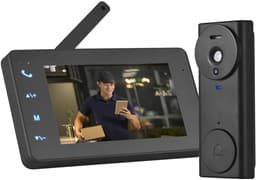 Premium - Draadloze videodeurbelcamera met monitor 4,3 IPS-scherm - Videodeurtelefoon - Camerakits voor Villa Home Office Appartement - Video intercomsysteem - Geschikt voor - Kleur of model - 30 - Zwart Scherm met camerafunctie — thumbnail 1