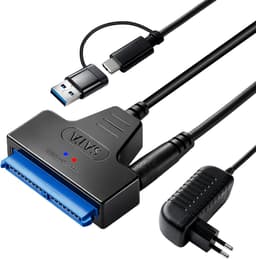 SATA USB Adapter - Externe Harde Schijf - Data Overzetten - Met Voeding - Compact Formaat - Zwart — thumbnail 1