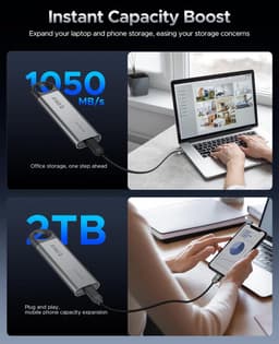 Externe SSD 2TB USB 3.2 Gen2 Hoge Snelheid tot 1000MB/s Draagbare Opslag — thumbnail 3