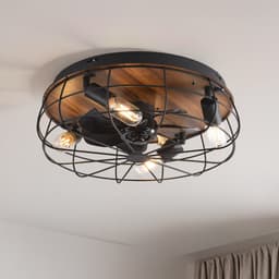 LumenXL - Industriële plafondventilator zwart met houtoptiek - Fistik — thumbnail 1