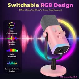 FIFINE AM8 - Complete set - Met XLR Kabel - USB / XLR Studio Microfoon - Geschikt voor PC/PS4/PS5 - RGB - Podcast - Gaming - Streaming - Roze — thumbnail 2