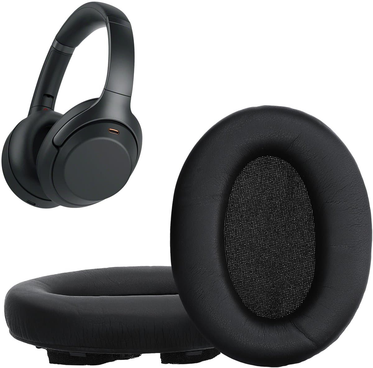 kwmobile 2x oorkussens geschikt voor Sony WH-1000XM3 - Earpads voor koptelefoon in zwart — afbeelding 1