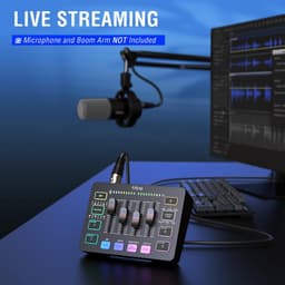FIFINE SC3 + XLR Kabel - Streaming Deck - DJ Mixer - Gaming Mixer - Podcast / Stream / Gaming - XLR Aansluiting - Line-in - Voice Changer - Zwart — thumbnail 3