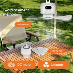 House of Balance AirFlow Pro - Plafondventilator Draagbaar - 8000mAh - Afstandsbediening - LED Verlichting - Ventilator Draadloos - Tent Camping Camper Ventilator — thumbnail 5
