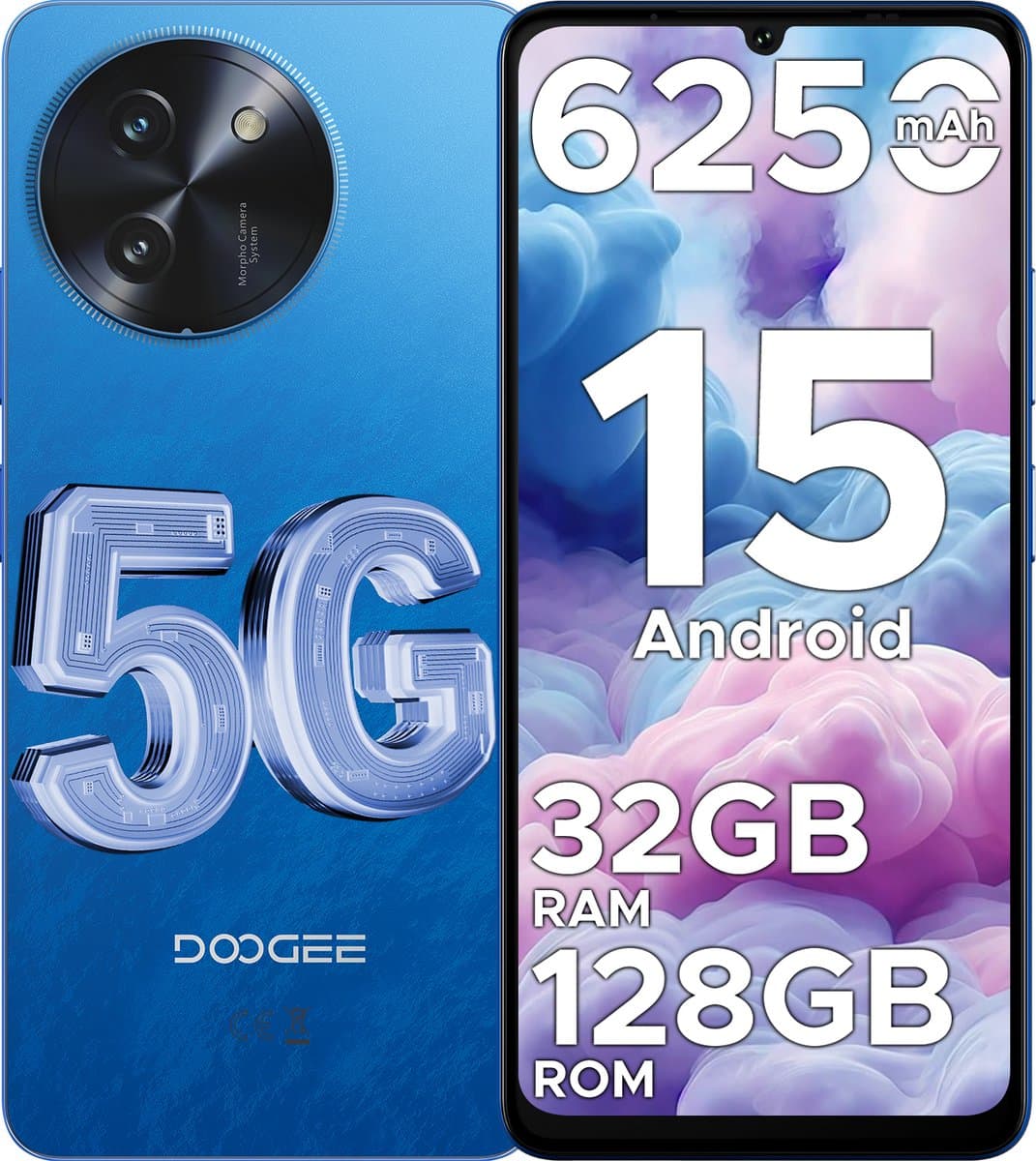 DOOGEE Note59 5G-Smartphone-Android 15-32 GB RAM+128 GB ROM-6250 mAh -Mobiele Telefoon-6,75 inch HD+ 120 Hz-AI camera-Dual SIM-NFC - Blauw — afbeelding 1