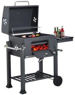 Tresaro - Smoker Barbeque - Premium Houtskool BBQ - Barbecue - Thermometer en Houtskoollade - Grillwagen met Gietijzeren Rooster — thumbnail 1