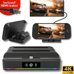 Turqero Nintendo Switch 2 TV Docking Station Set met RGB – 4K UHD – Oplaadstation met 2x Joy‑Con Oplaadplekken + Tv/Monitor aansluiting voor Schermprojectie - Switch 2 accessoires — thumbnail 1