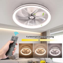 Seth Select LED-plafondlamp met ventilator - 46W ronde stille plafondventilator met verlichting - Plafondventilator - 48 cm — thumbnail 1