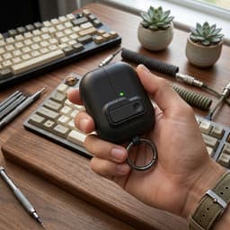Luxe beschermhoes voor AirPods Pro 3 – Minimalistisch design met sleutelring (Zwart) — thumbnail 4
