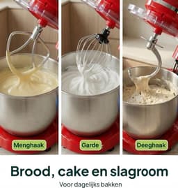Keukenmachine - Keukenrobot foodprocessor - Bakken en mixen - Krachtige 2000W motor - 62L kom - Rood — thumbnail 4