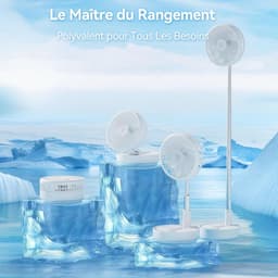 Ventilator - Kleine ventilator - Draagbare ventilator - Draagbare oscillerende ventilator met verstelbare hoogte - Met afstandsbediening - Opvouwbaar - 4 snelheden - Voor slaapkamer, kantoor, reizen - 7,7 inch - Wit — thumbnail 3