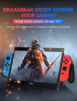 Gloovon® Draagbare Gaming Monitor - 10.1 inch Full HD IPS - Voor Nintendo Switch & OLED - Met Accu & Speakers - Plug & Play - Zwart — thumbnail 4