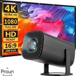 Proun Mini Beamer - Alles-in-één met 4K-ondersteuning - Full HD - iOS & Android - Mini Projector Smart TV - Zwart — thumbnail 3