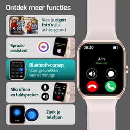 FITAGE Smartwatch - Smartwatches - Stappenteller - Sporthorloge - Smart watch - Activity Tracker - Dames en Heren - Roze — thumbnail 2